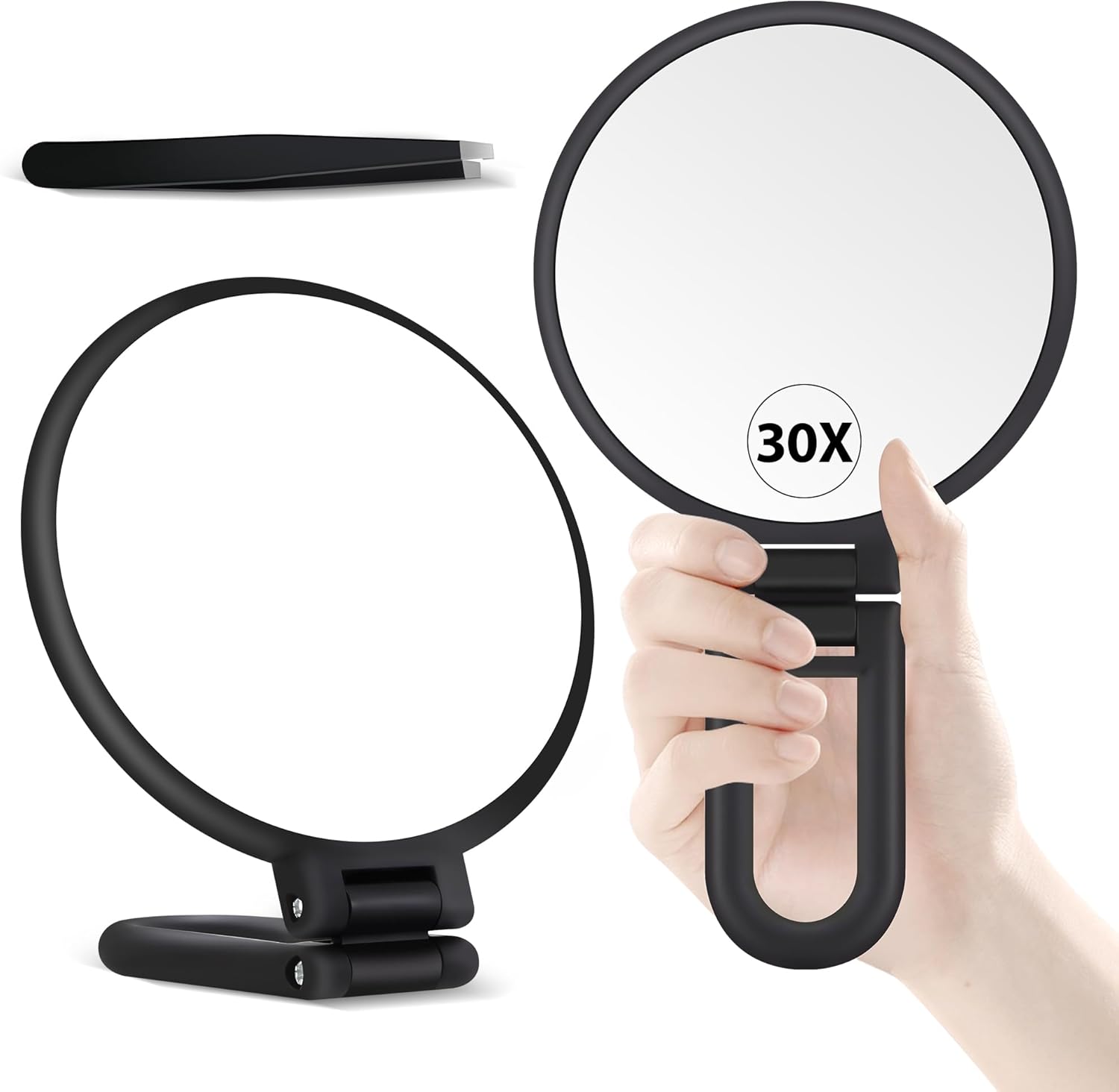 B Beauty Planet 30X Magnifying Mirror, Hand Mirror with Handle, Double Sided Han...