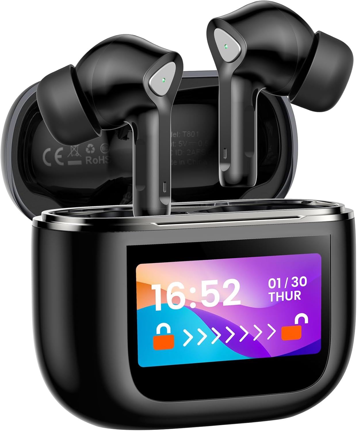 Wireless Earbuds Bluetooth 5.3 Headphones with LED Touch Screen 50H Playtime Dee...