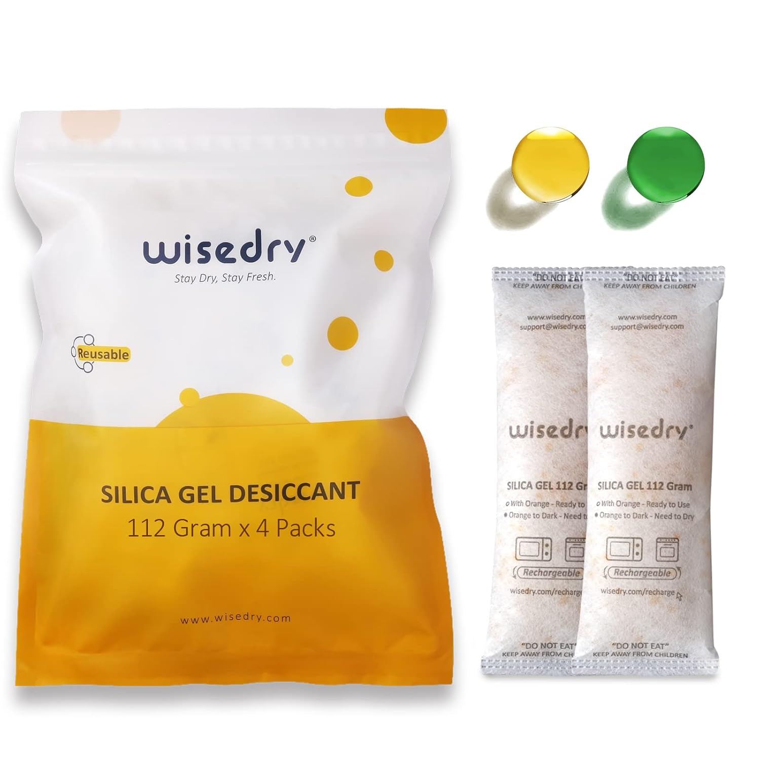 wisedry Silica Gel Sachets Packs 112 Gram [4 Packs] for Larger Container Desicca...