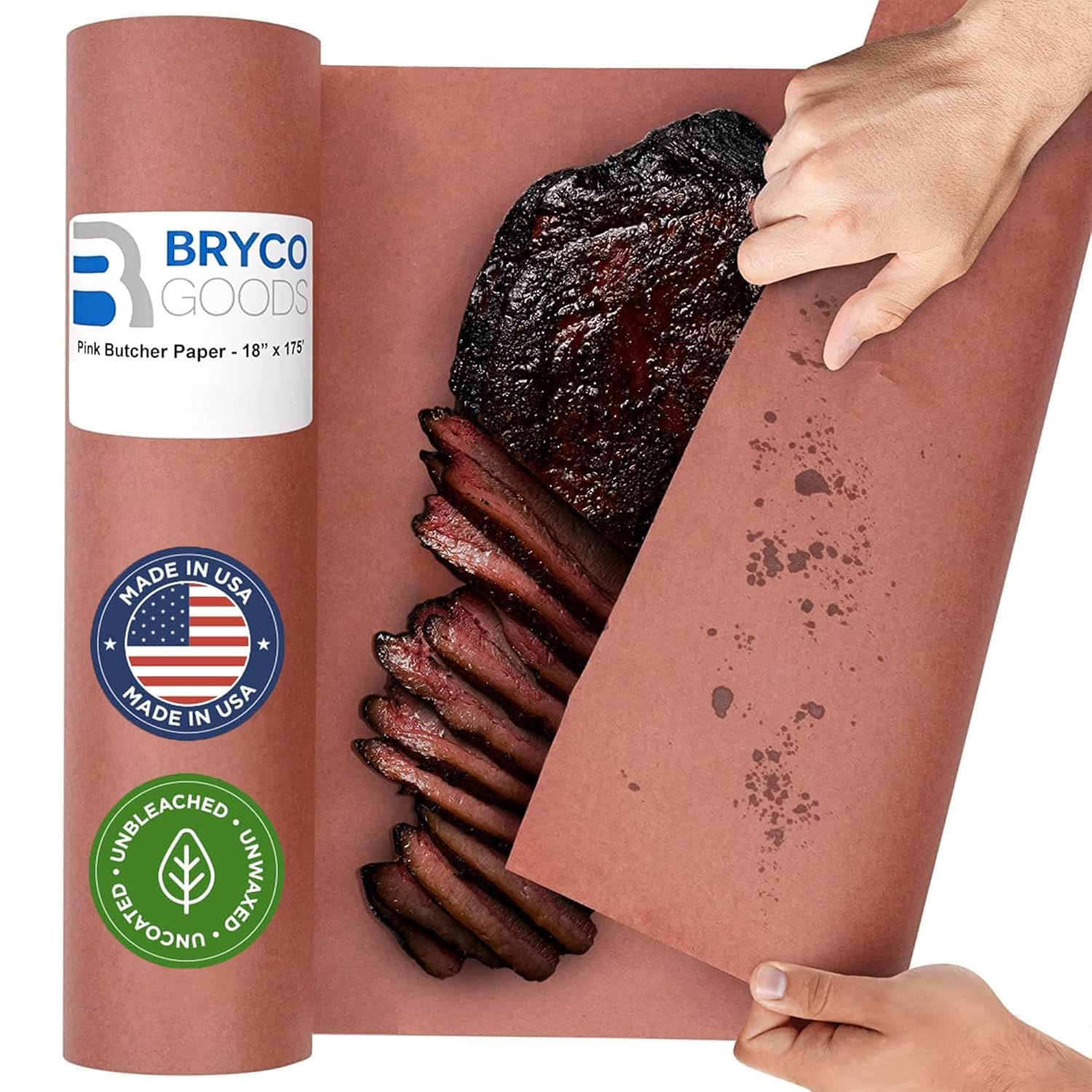 Pink Butcher Paper Roll 18"x175' (2100 Inch) - Food-Grade Peach Butcher Paper fo...