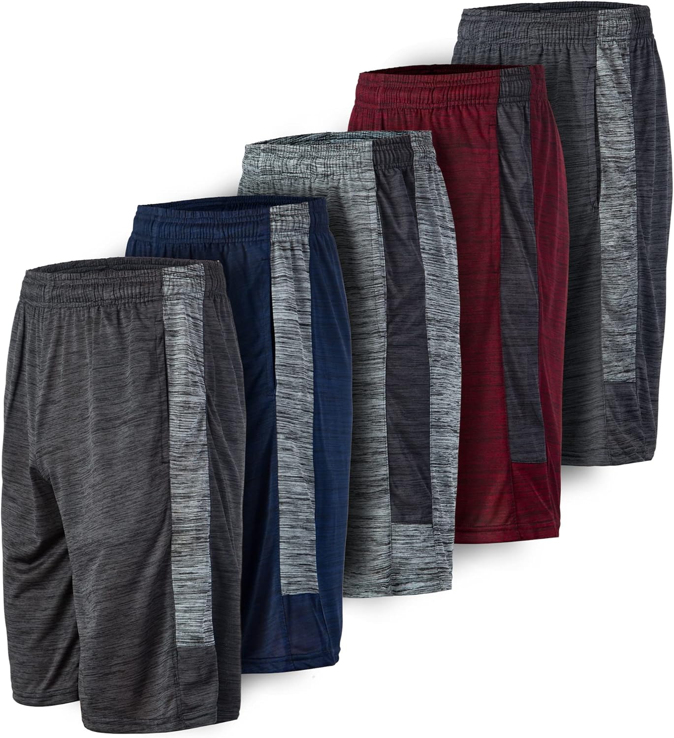 5 Pack: Men's Dry-Fit Sweat Resistant Active Athletic Performance Shorts 4X-Larg...