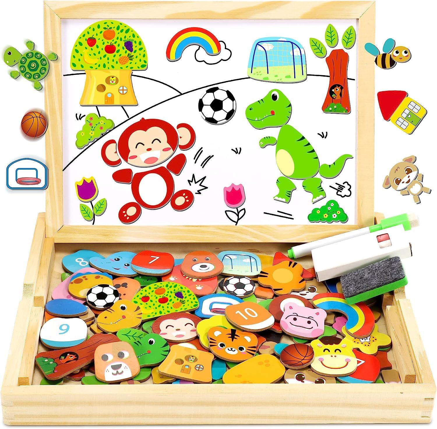 Jojoin Wooden Magnetic Puzzle, 110 PCS Magnetic Board Puzzle Games, Sports Theme...