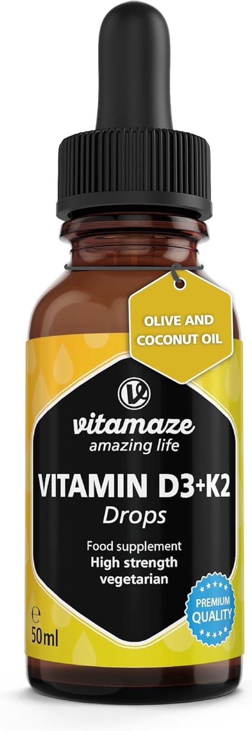 Vitamin D3 K2 Drops High Strength - Vitamin D 1000 IU + Vitamin K2 11 mcg (MK-7)...