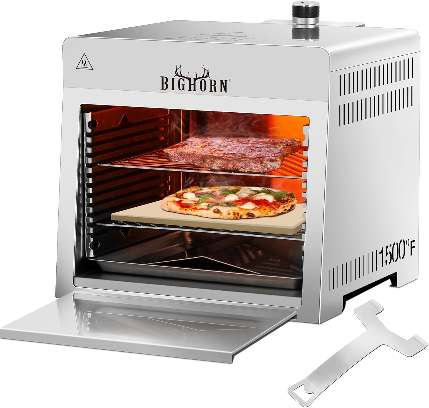 BIG HORN OUTDOORS 1500°F Infrared Grill Tabletop Broiler, Portable Propane Steak...