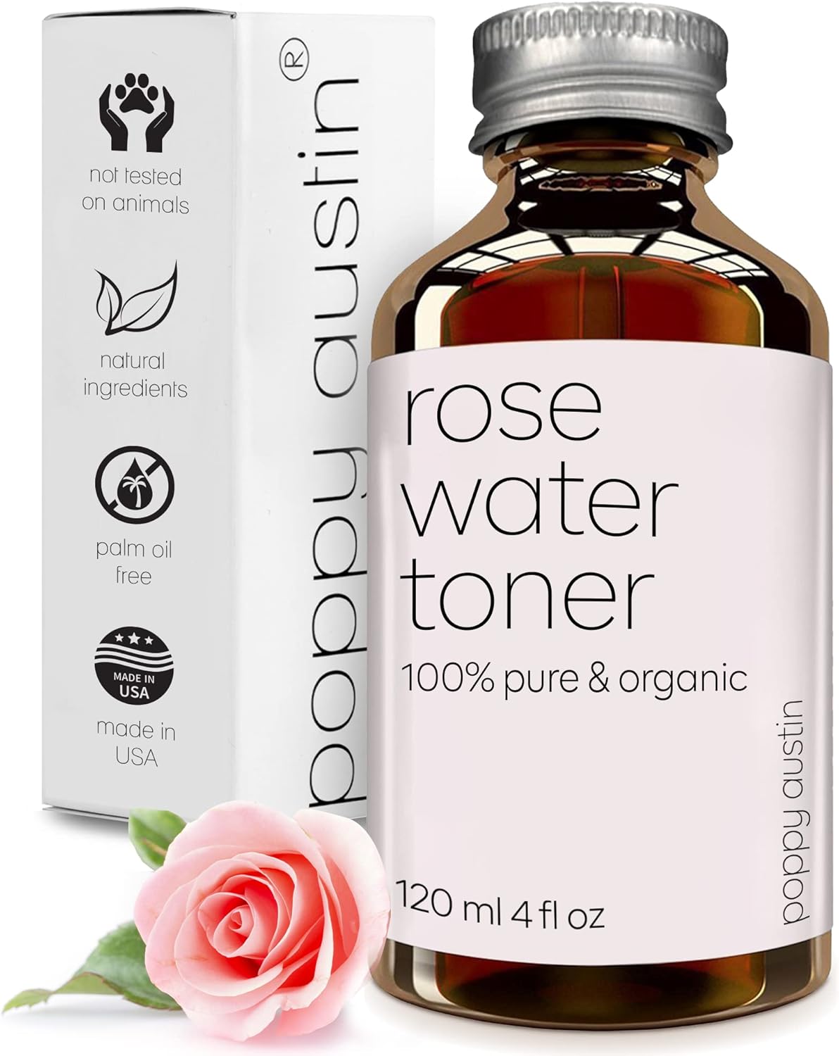 Poppy Austin 120mL Organic Rose Water for Face - 100% Pure Vegan & Cruelty Free...