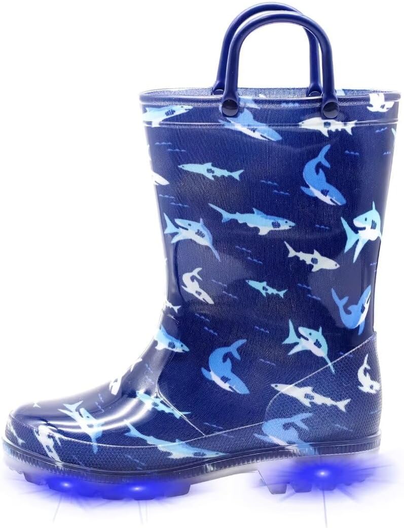 EUXTERPA Toddler-Kids Waterproof Light Up Rain Boots Patterns and Glitter Boots...