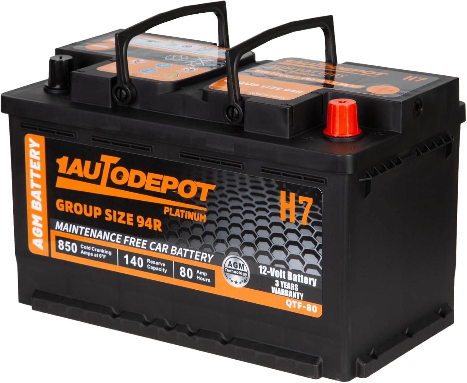BCI Group 94R Car Battery, 12V 80Ah Size H7 Automo...