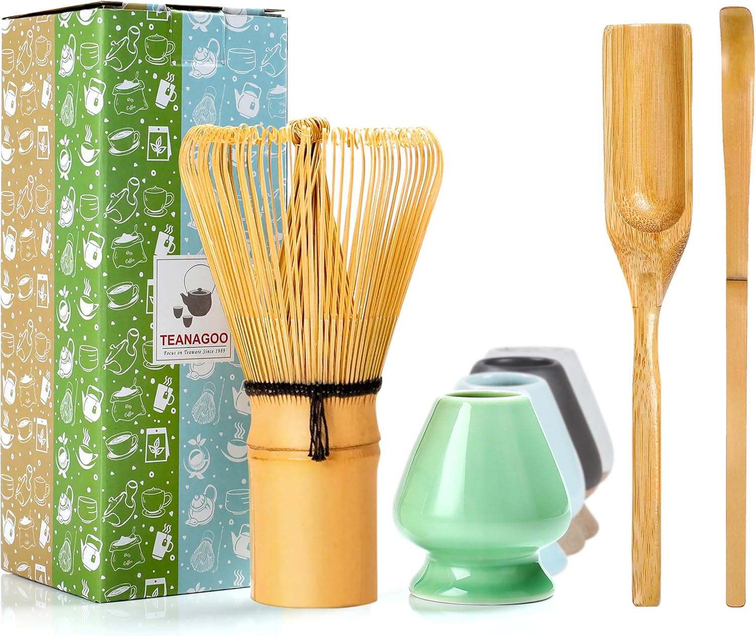 TEANAGOO EMA-01 Matcha Set, Matcha Whisk (Chasen), Traditional Scoop (Chashaku),...