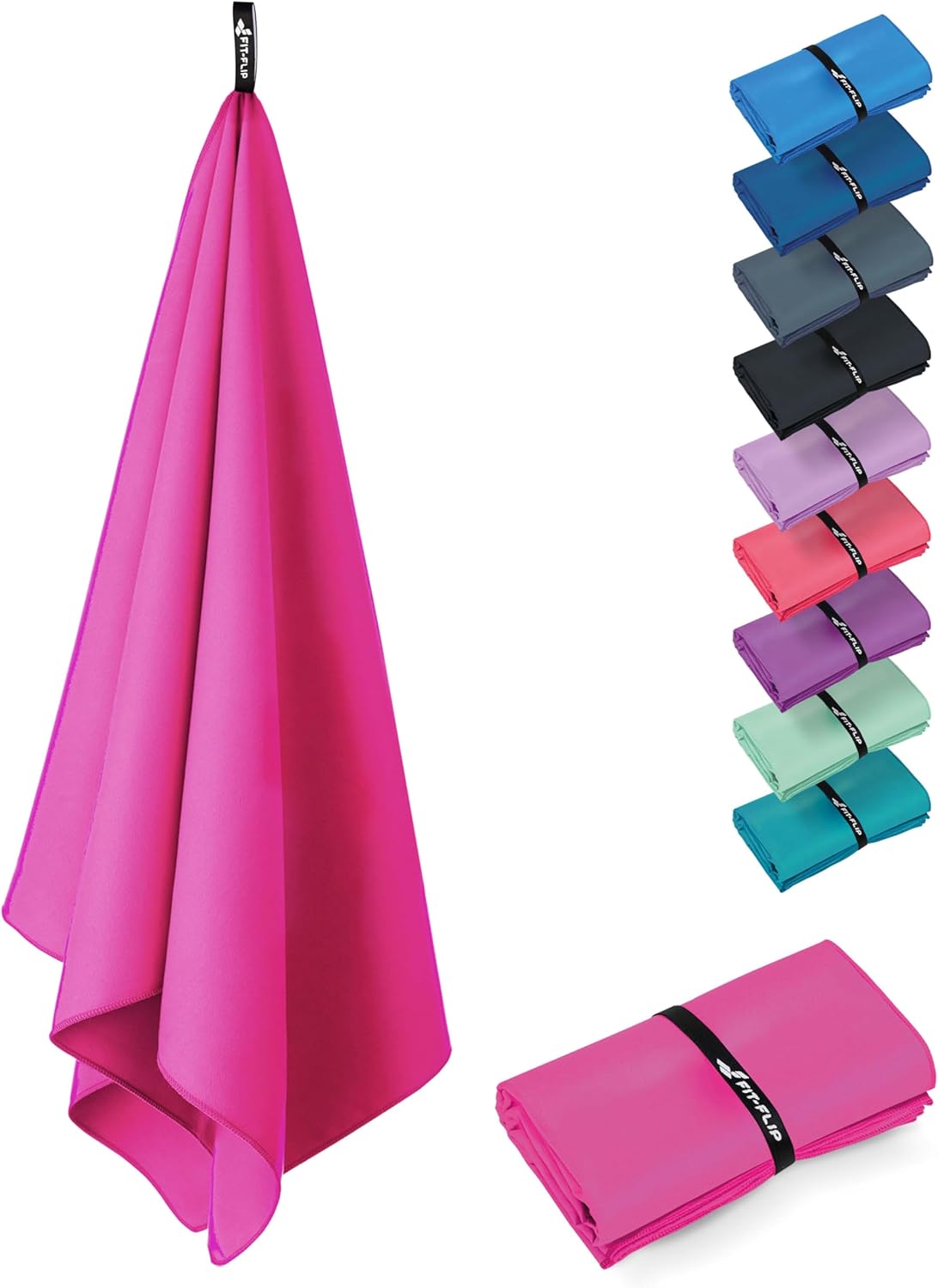 Fit-Flip Swimming towel - fast drying microfibre beach towel - ultra absorbent t...