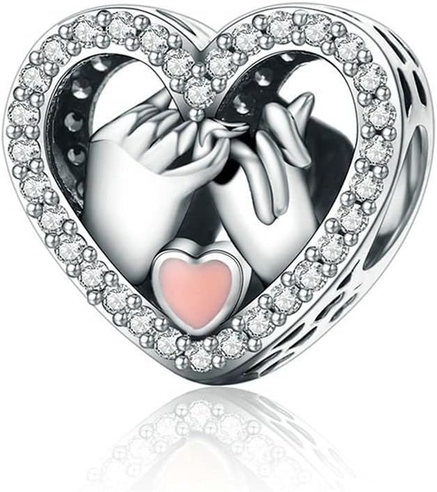 NINGAN 925 sterling silver Love pendant I love you dangle charm with shiny 5A zi...