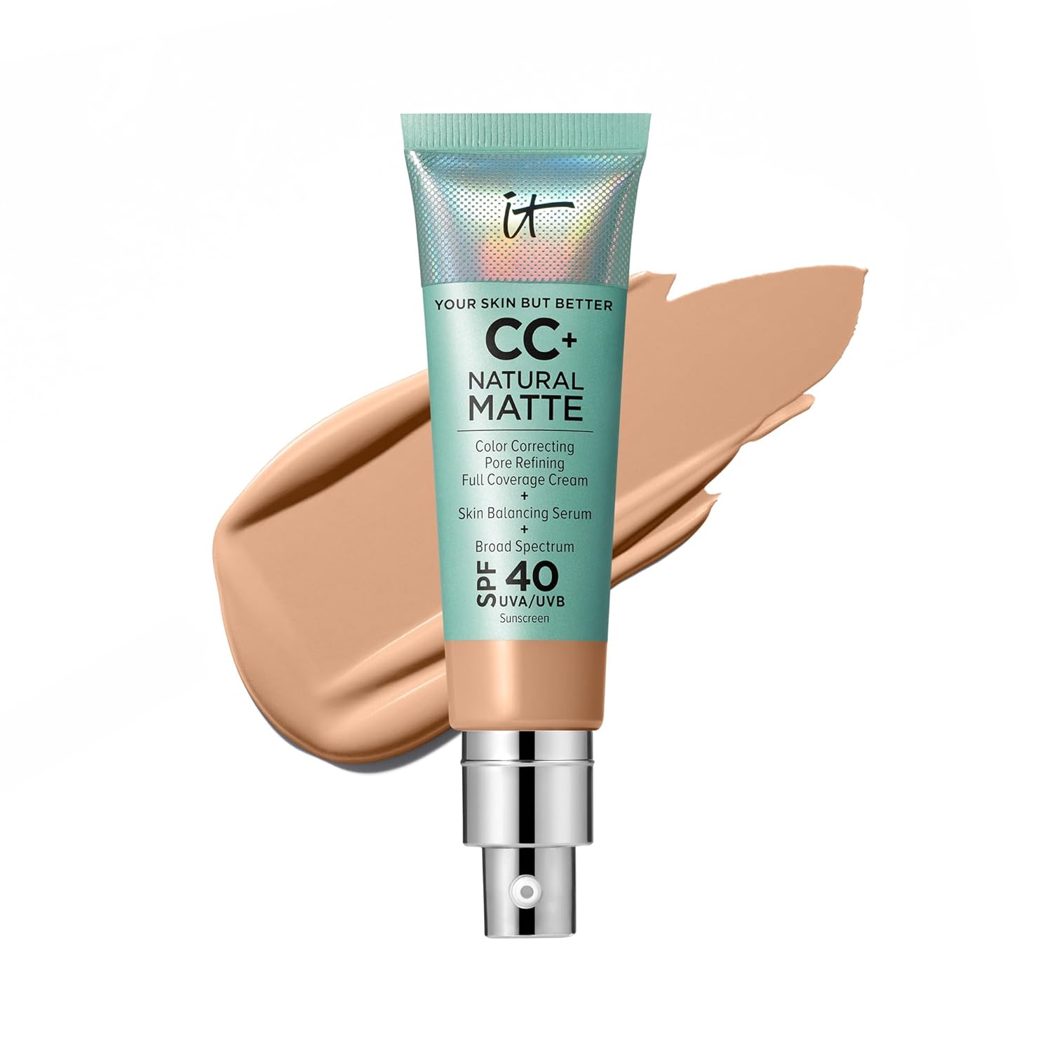 IT Cosmetics CC+ Cream Natural Matte Foundation with SPF 40 - Shine-Reducing & L...
