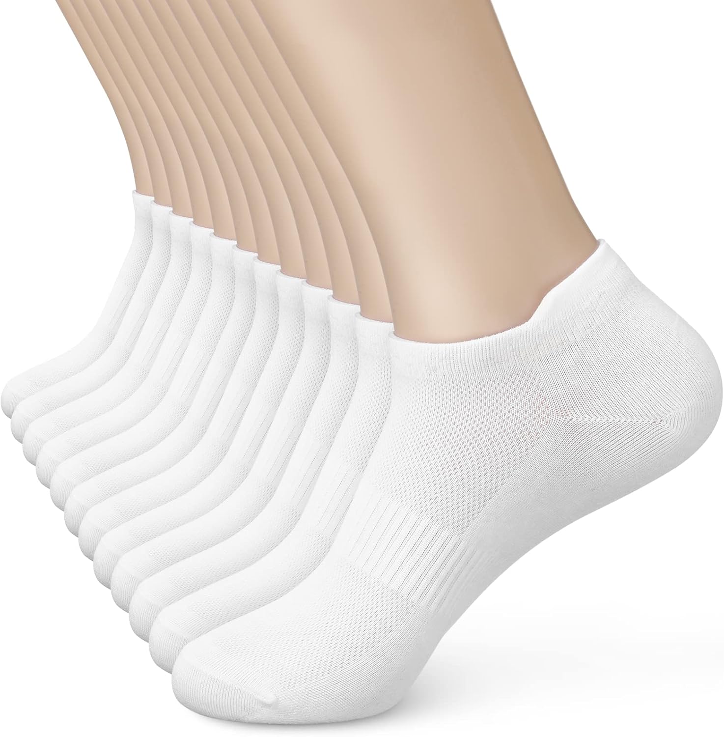 Women's Ankle Cotton Socks - Low Cut Athletic Running Soft Thin No Show White So...