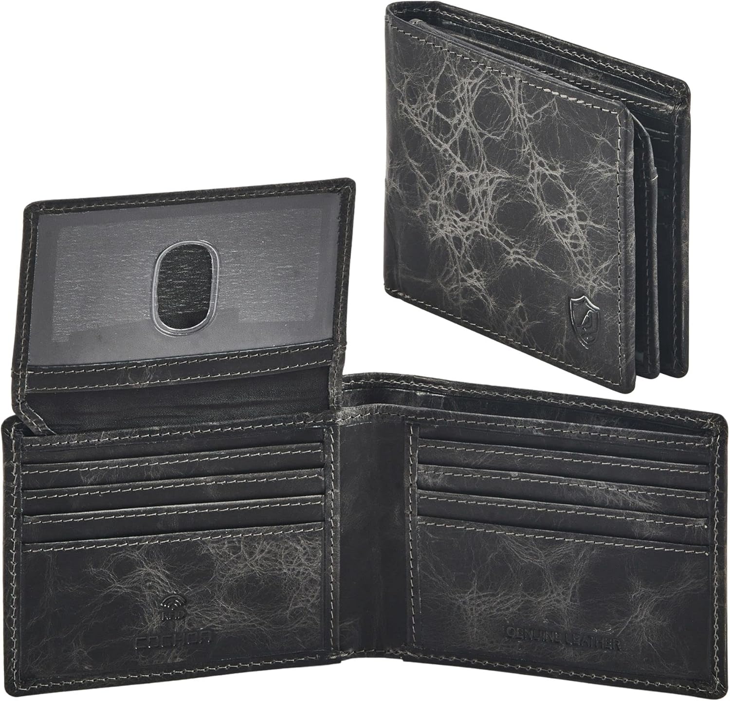 Cochoa Wallet for Men's RFID Blocking Real Leather Bifold Stylish 2 ID Window in...
