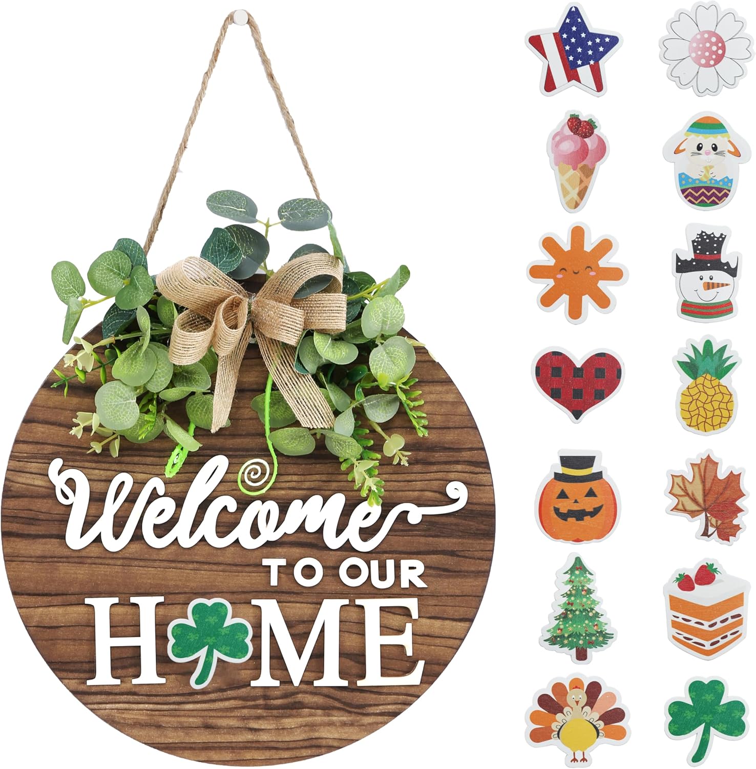 Interchangeable Seasonal Welcome Sign Front Door D...