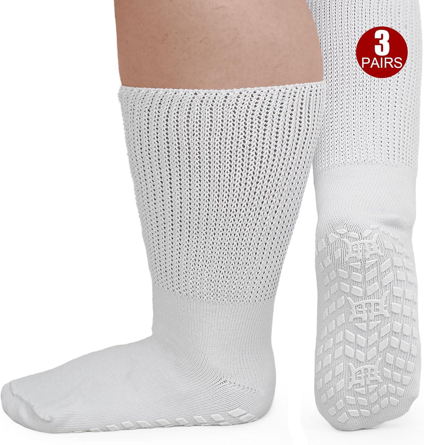 ZFSOCK Diabetic Socks for Men Non-slip: Extra Wide Soft Top for Swollen Feet Ank...