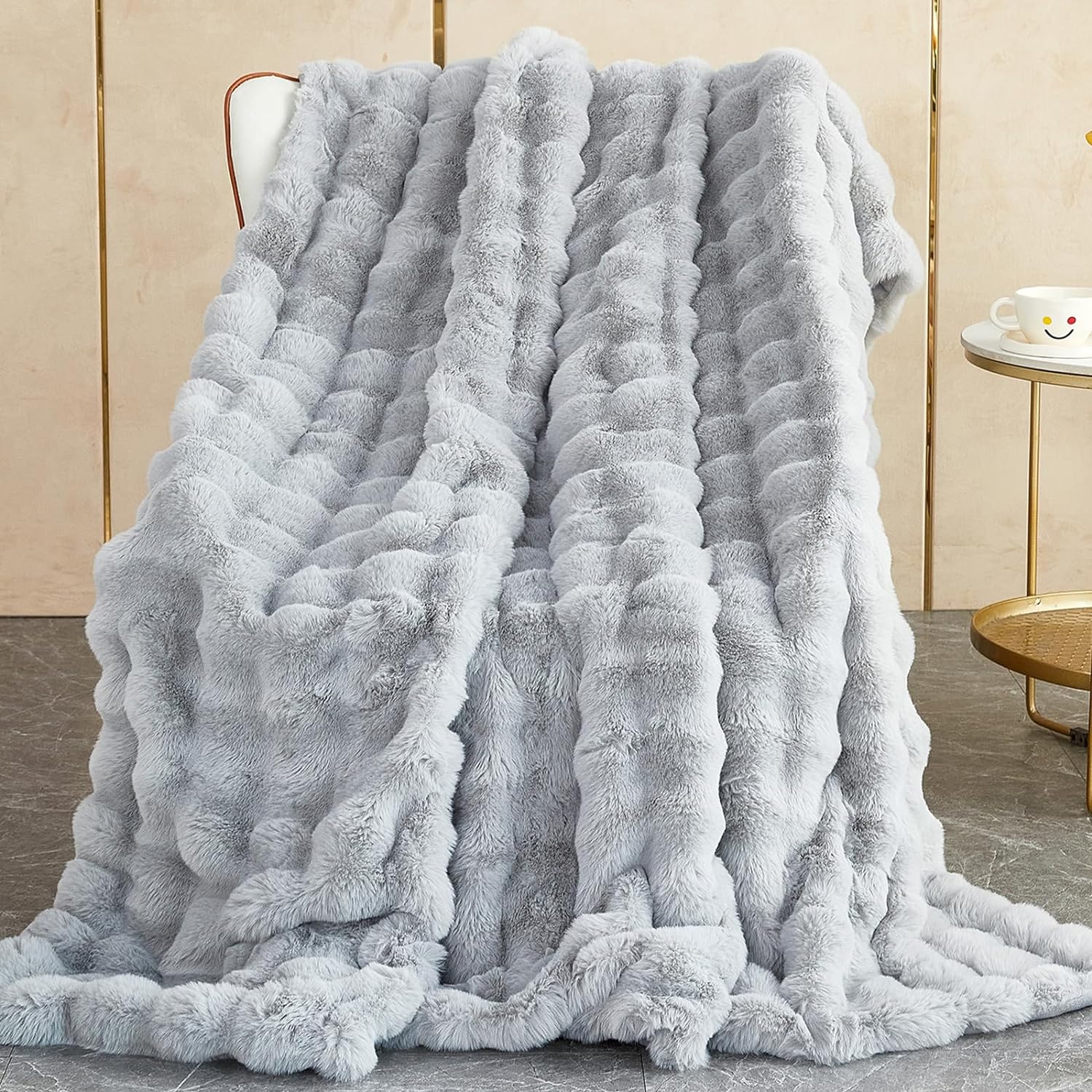 SHANNA Soft Warm Rabbit Plush Fleece Blankets Thick 1000 GSM Throws for Sofa Lar...