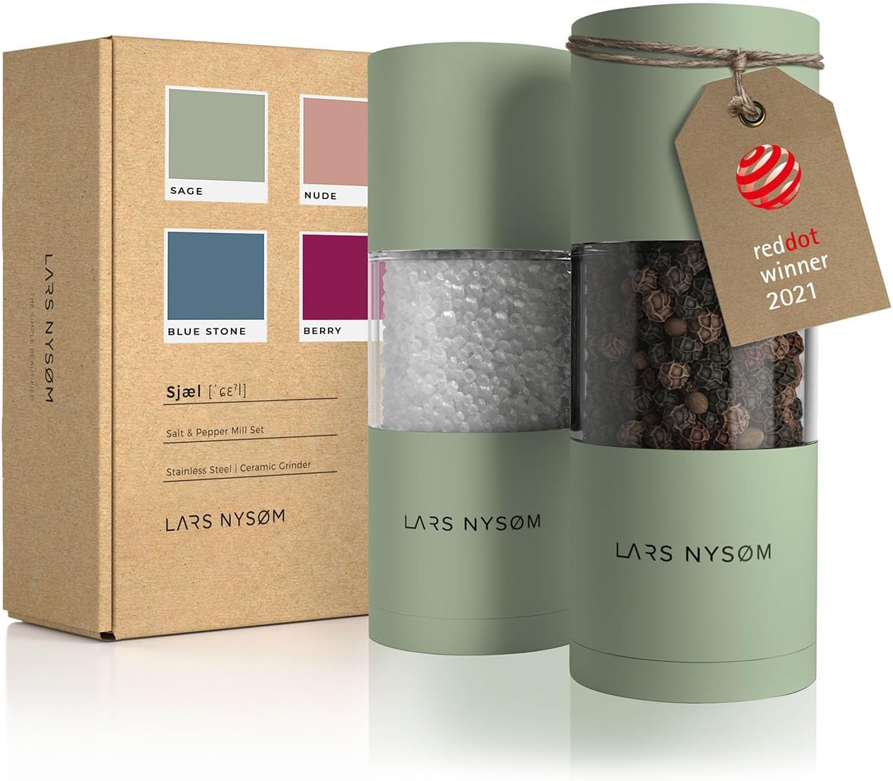 LARS NYSØM Salt and Pepper Grinder Set I Salt and Pepper Mills with Adjustable C...