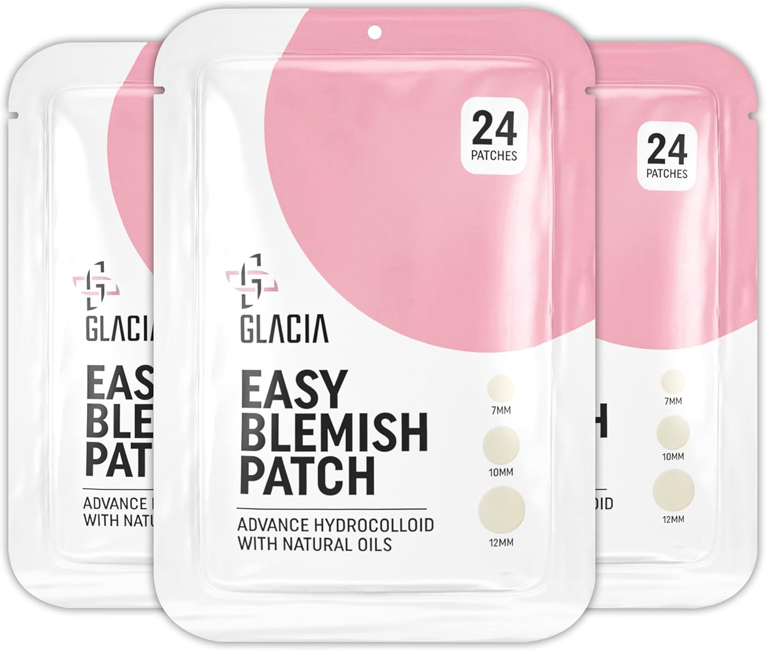 Pimple Patches by Glacia® – 72 Pack of Hydrocolloid Skin Patches for All Skin Ty...