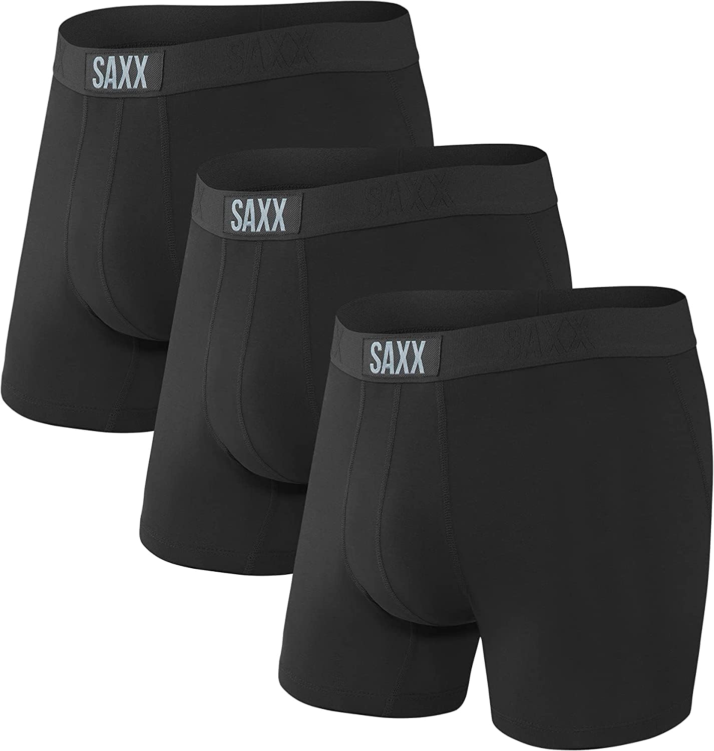 SAXX Underwear Co. Men's Vibe Super Soft Boxer Brief Pack of 3 With Built-In Pou...