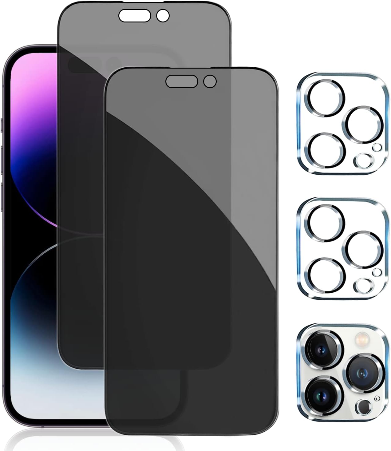 Pehael [2+2Pack] Privacy Screen Protector for iPhone 14 Pro Max with Camera Lens...