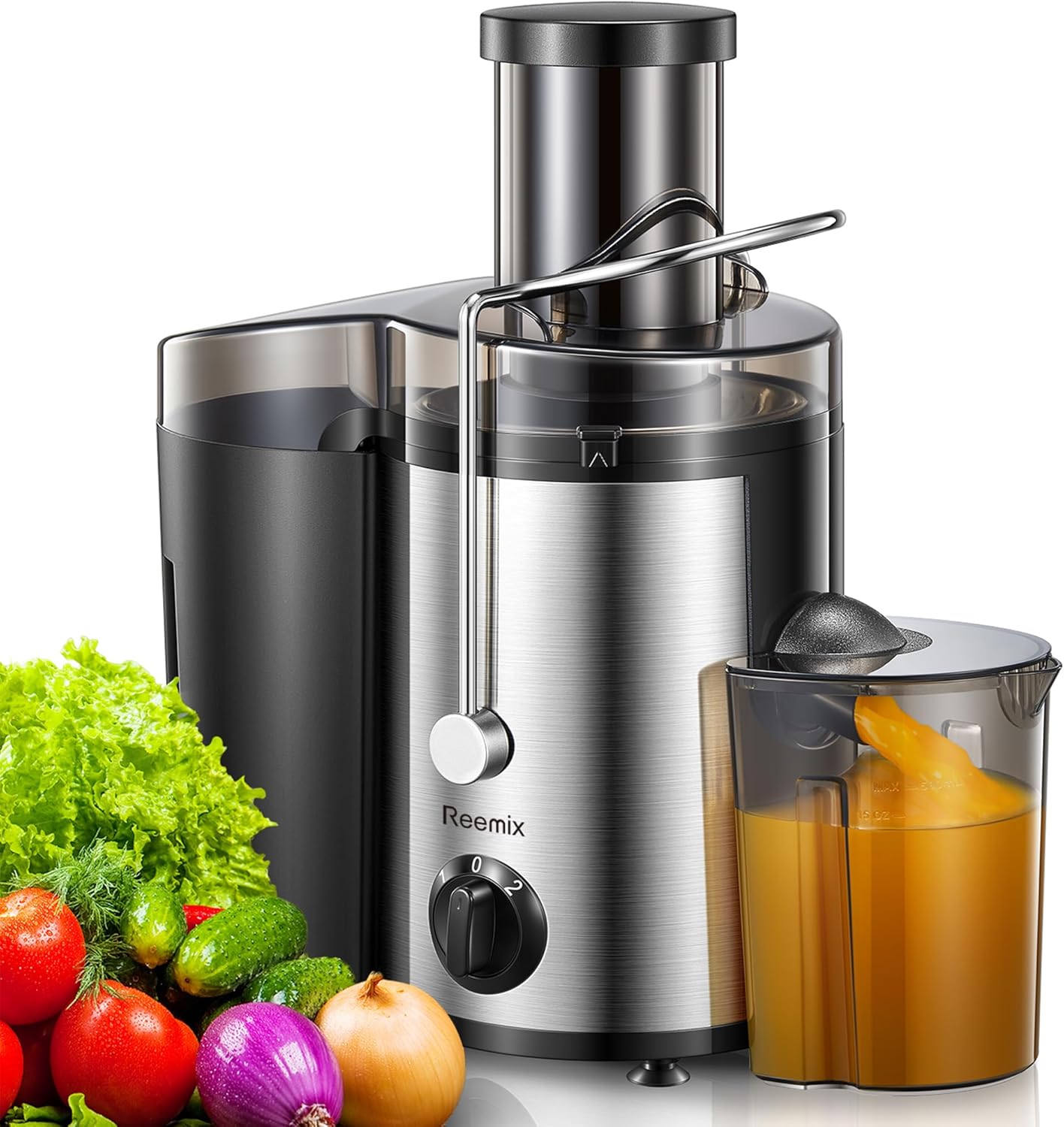 Juicer, Reemix Centrifugal Juicer Machines Whole Fruit and Vegetable 500W, 3-inc...