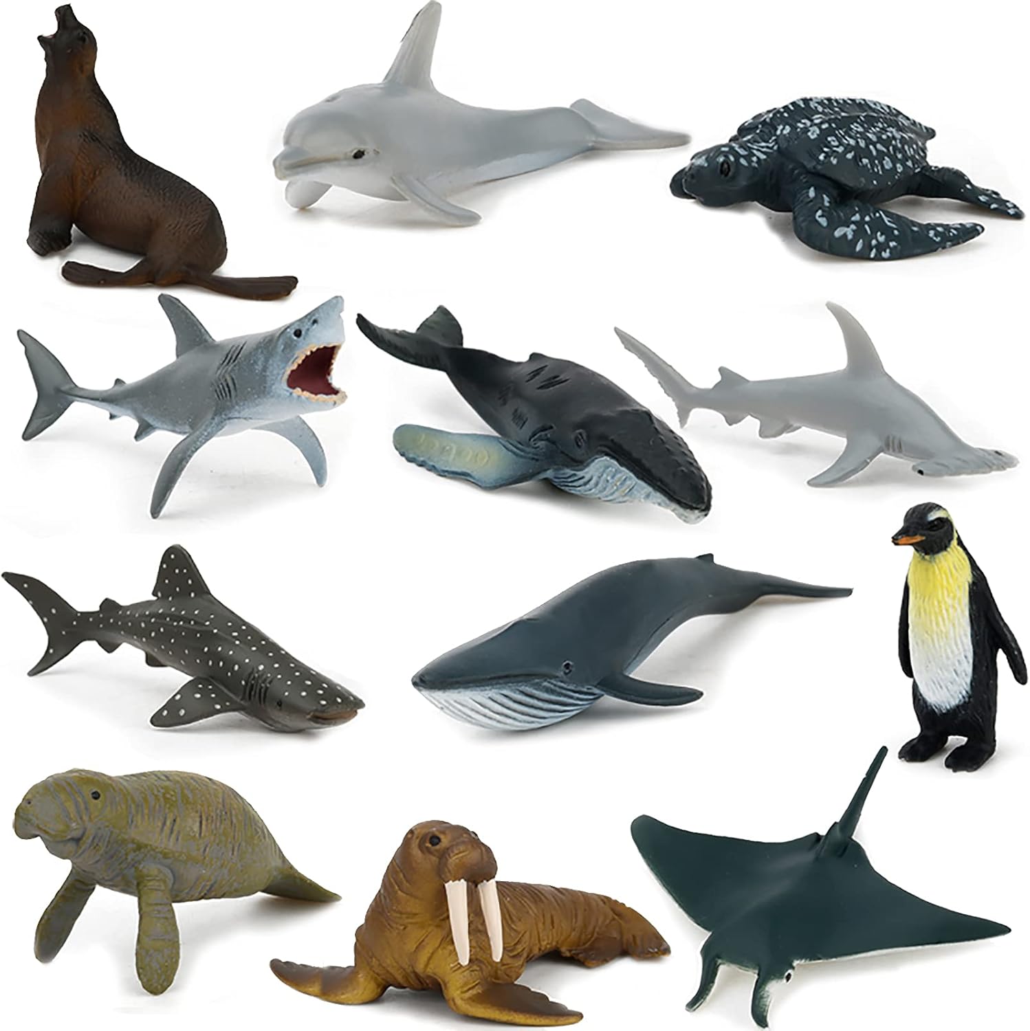 Fun Gift Sea Animal Toy Set,12 pcs Animal Sea Figures Ocean Toy for Kids, Realis...