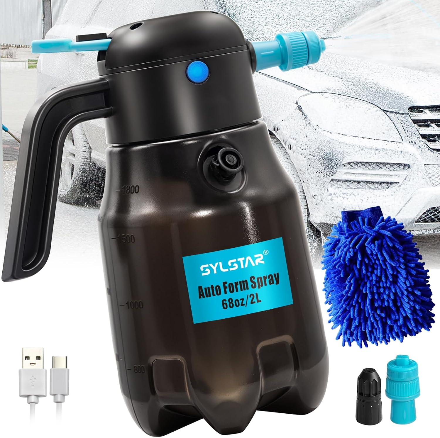 SYLSTAR Electric Snow Foam Pump Sprayer 2L, 60PSI...