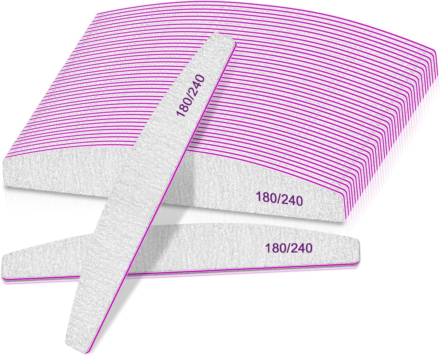 Professional Nail Files, 25pcs 180/240 Grit Double Sided Emery Board for Nails,...