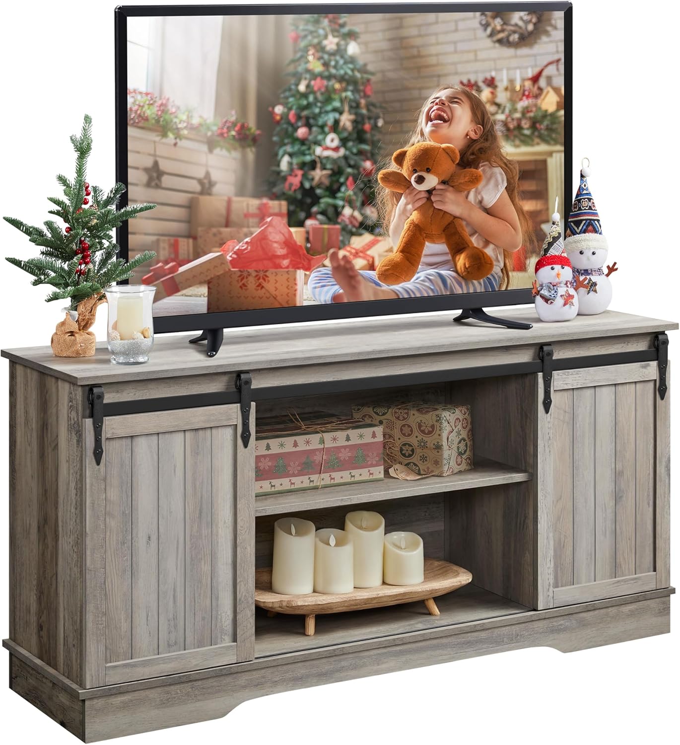 Yaheetech Farmhouse TV Stand for 65'' TV, Tall Entertainment Center with Storage...