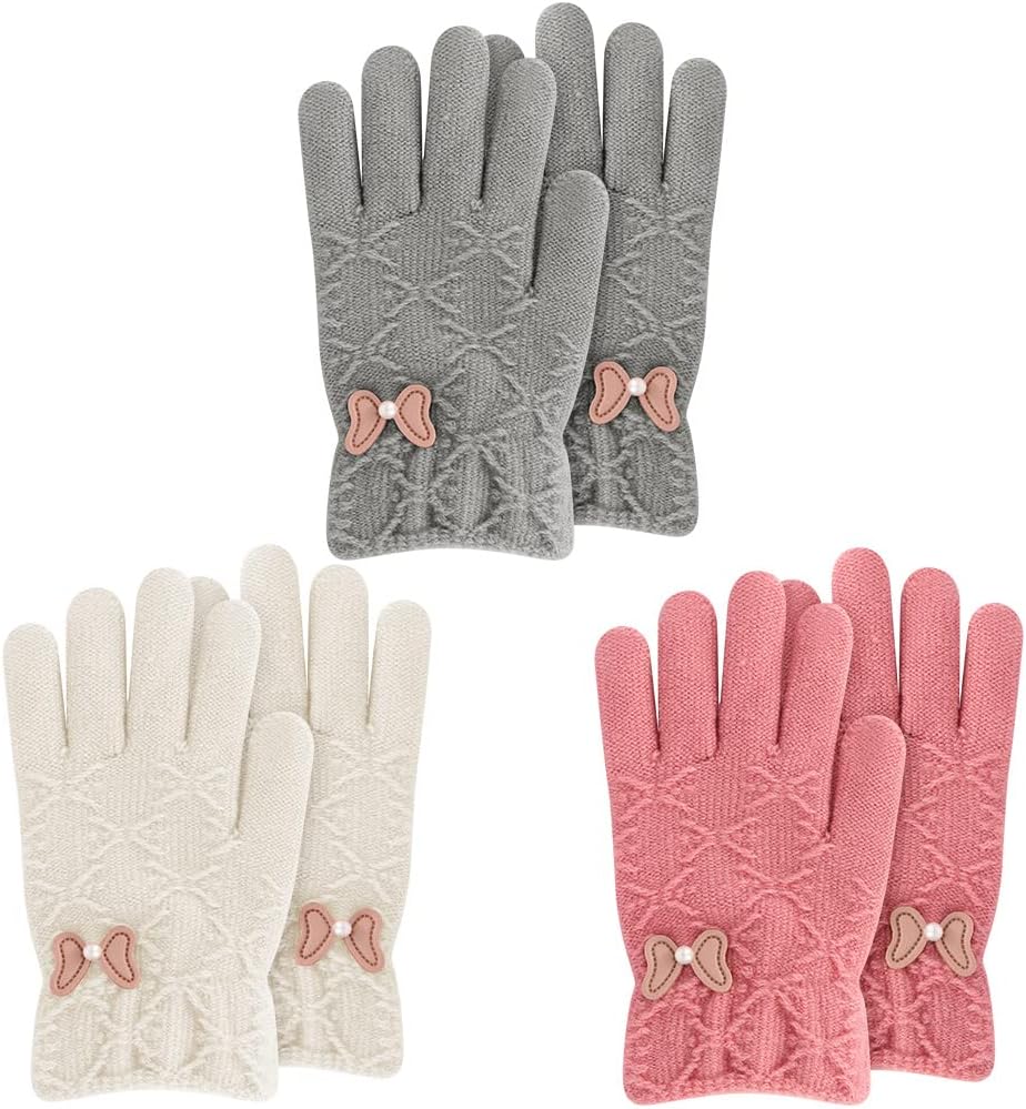 ORVINNER Kids Winter Gloves for Boys Girls, 3 Pairs Children Warm Wool Lined Glo...