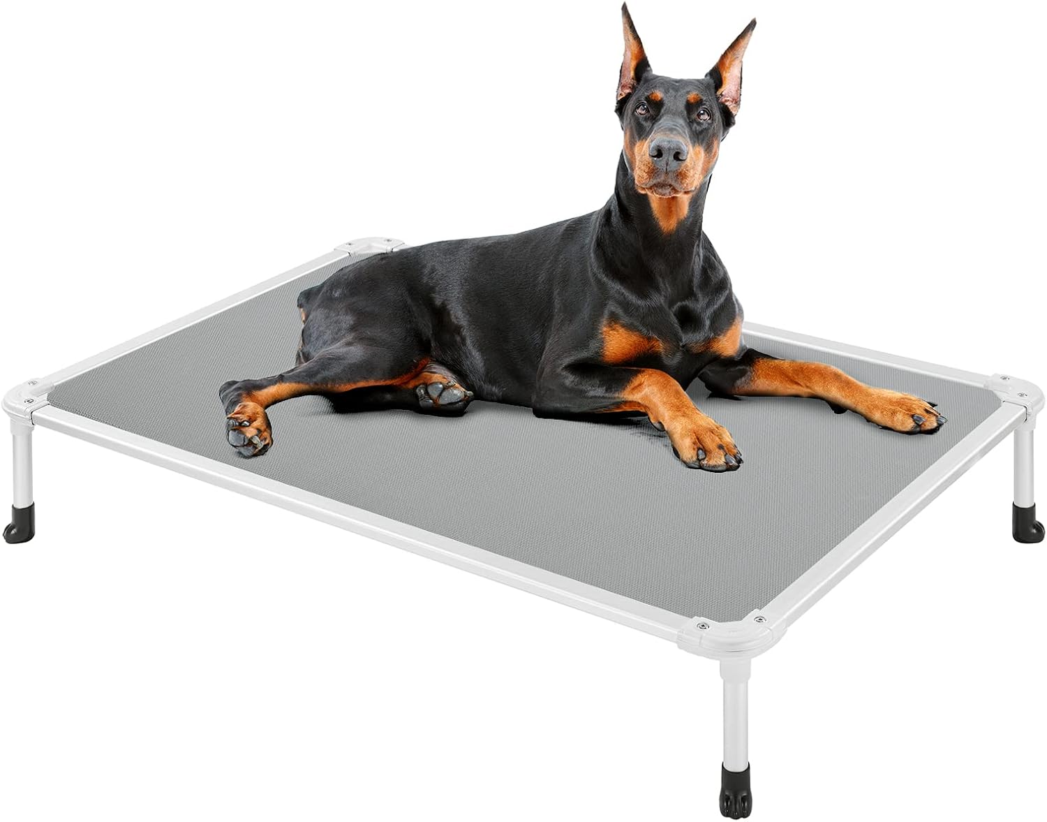 Veehoo Chew Proof Elevated Dog Bed - Cooling Raised Pet Cot - Silver Aluminum Fr...