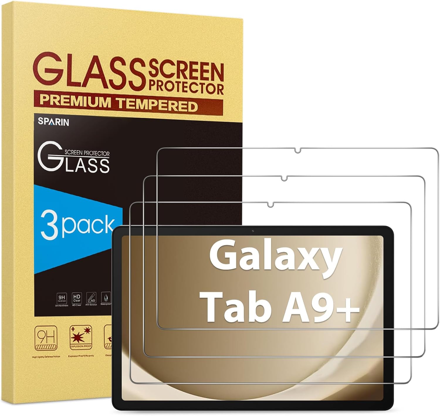 SPARIN 3 Pack Screen Protector for Samsung Galaxy Tab A9 Plus 11 Inch 2023, Temp...