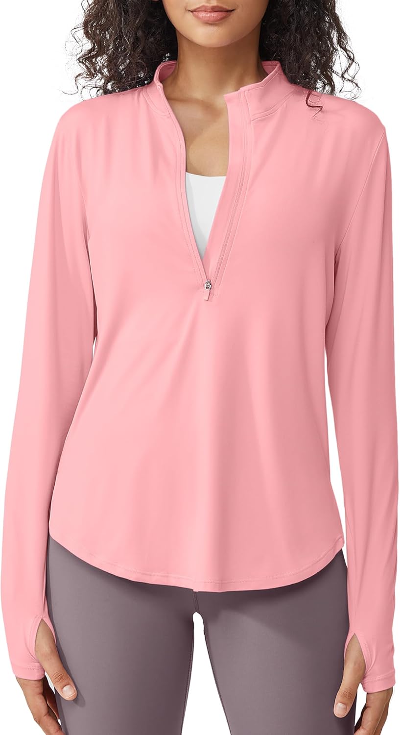 G4Free Womens UPF 50+ Sun Shirts Lightweight Golf Shirts Quick Dry Half Zip Work...