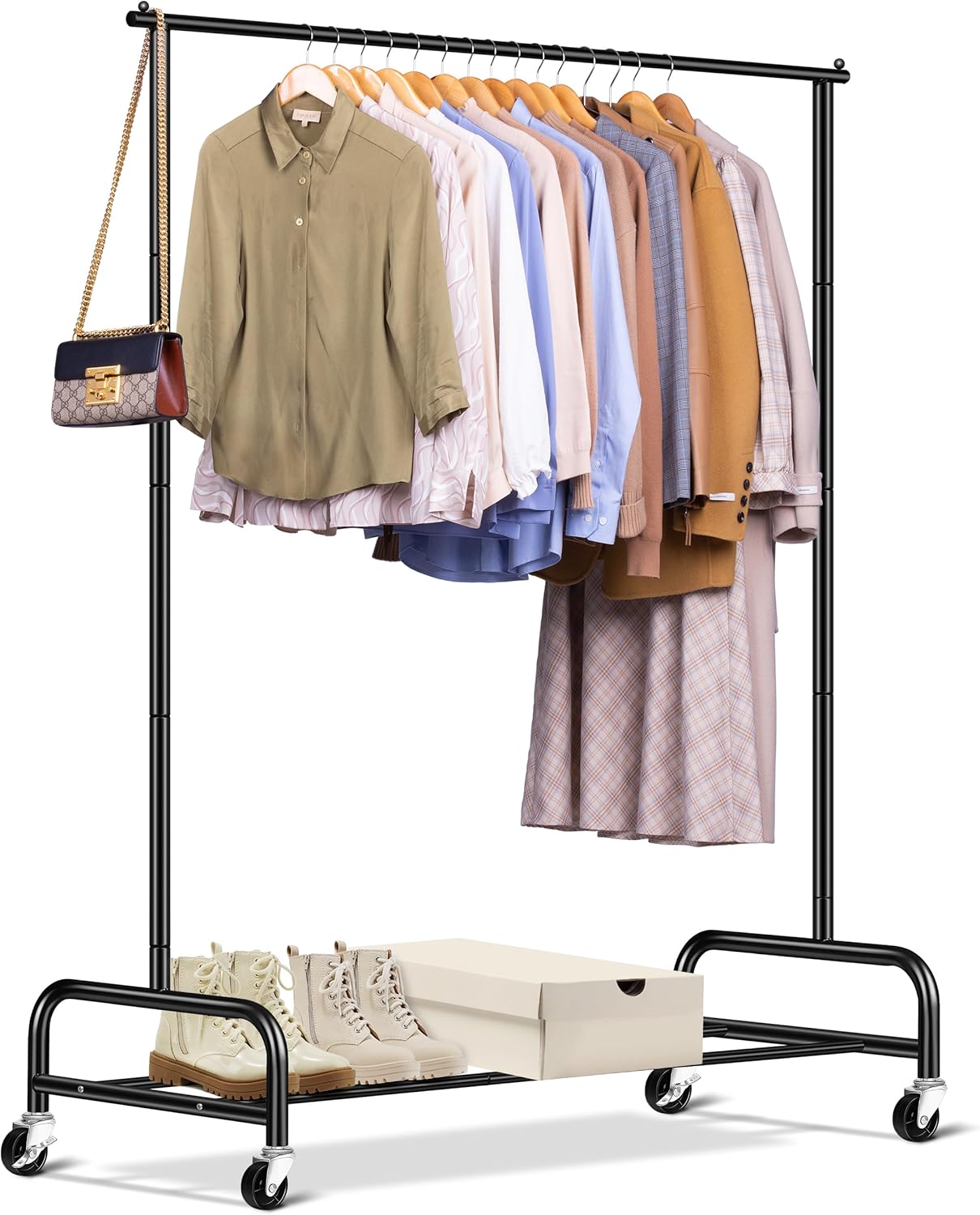 SLEEPING LAMB Heavy Duty Clothing Racks for Hanging Clothes Rack, 43" Wide Rolli...