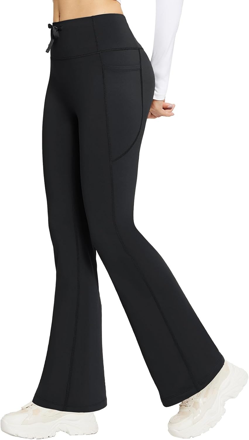 BALEAF Women's Fleece Lined Yoga Pants with 4 Pockets Thermal Flared Leggings Dr...