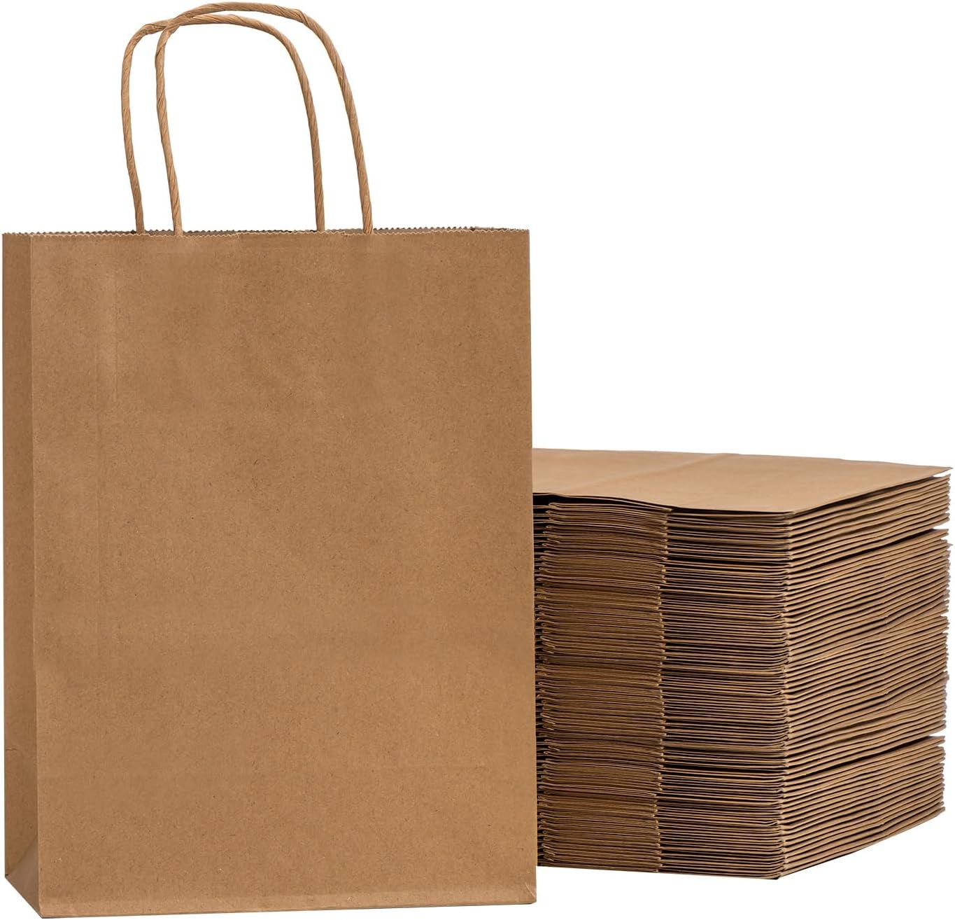 RACETOP Brown Paper Bags with Handles Bulk 100Pcs 8x4.5x10.8 Inch Gift Bags Bulk...