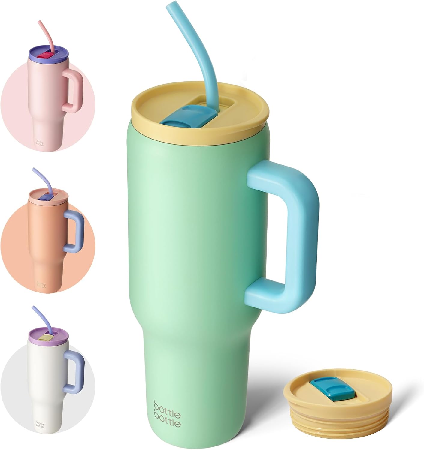Bottle Bottle 40 oz Tumbler with Handle and Straw,Stainless Steel Vacuum Travel...
