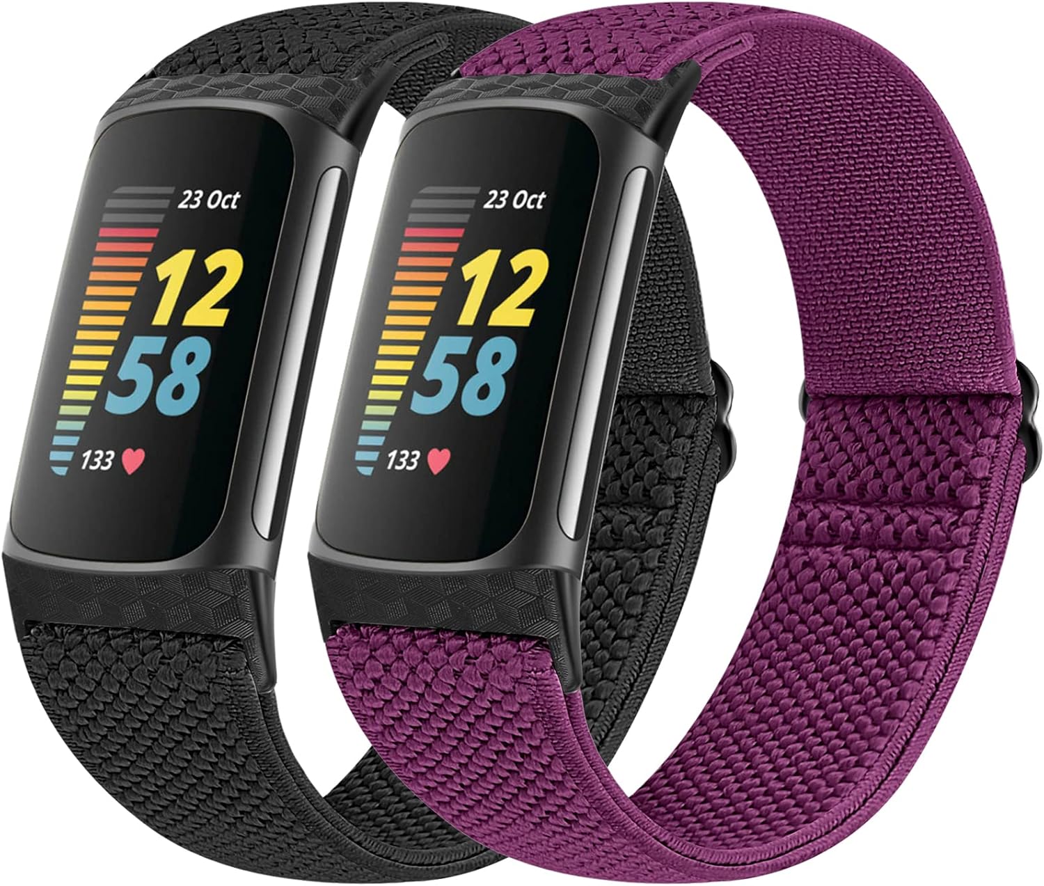 Vodtian Elastic Straps Only Compatible with Fitbit Charge 6/ Charge 5 Strap, 2 P...