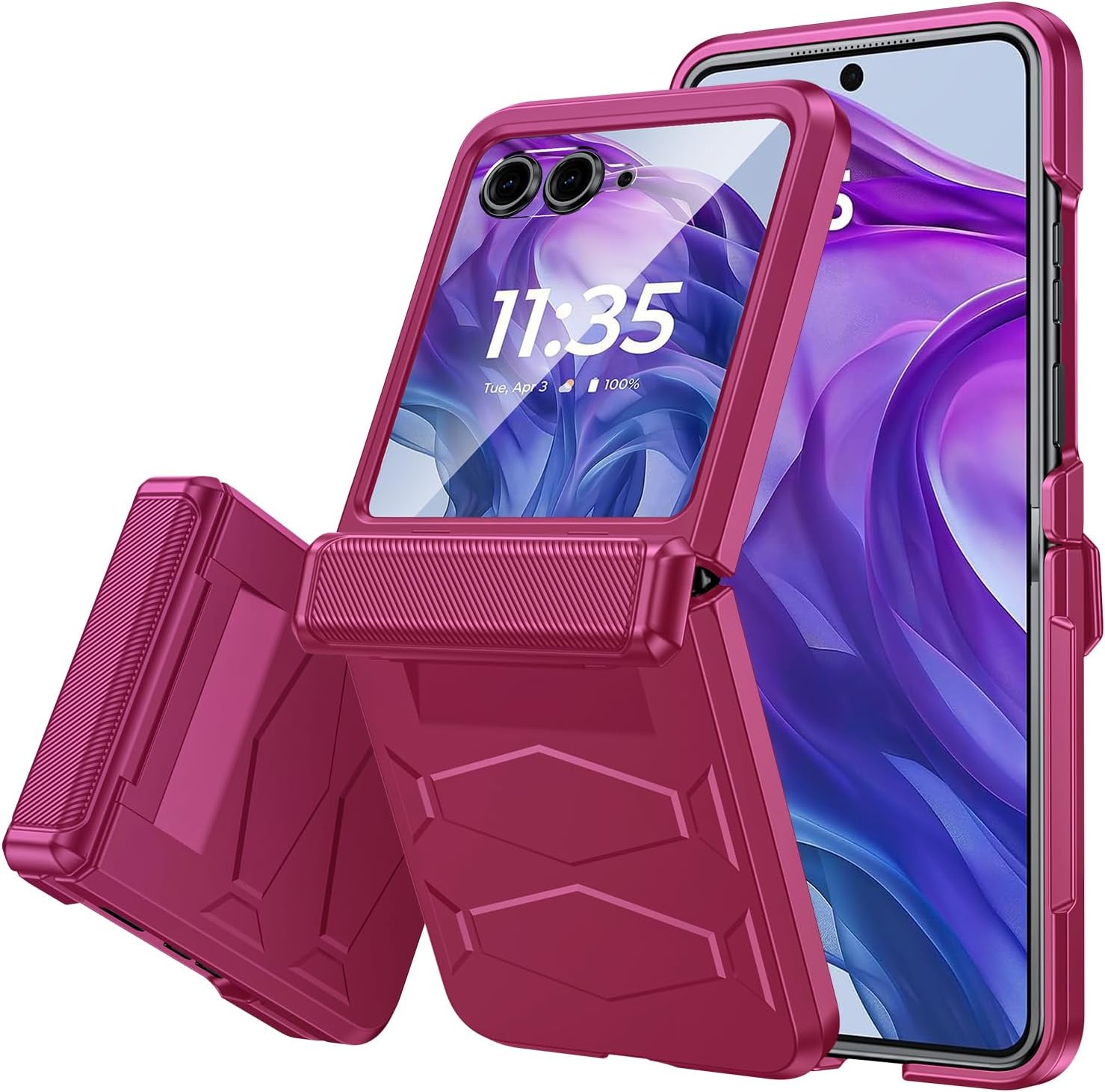 Vizvera for Motorola Razr+ (Plus) 2024 Case with Hinge Cover, Built-in Screen Pr...