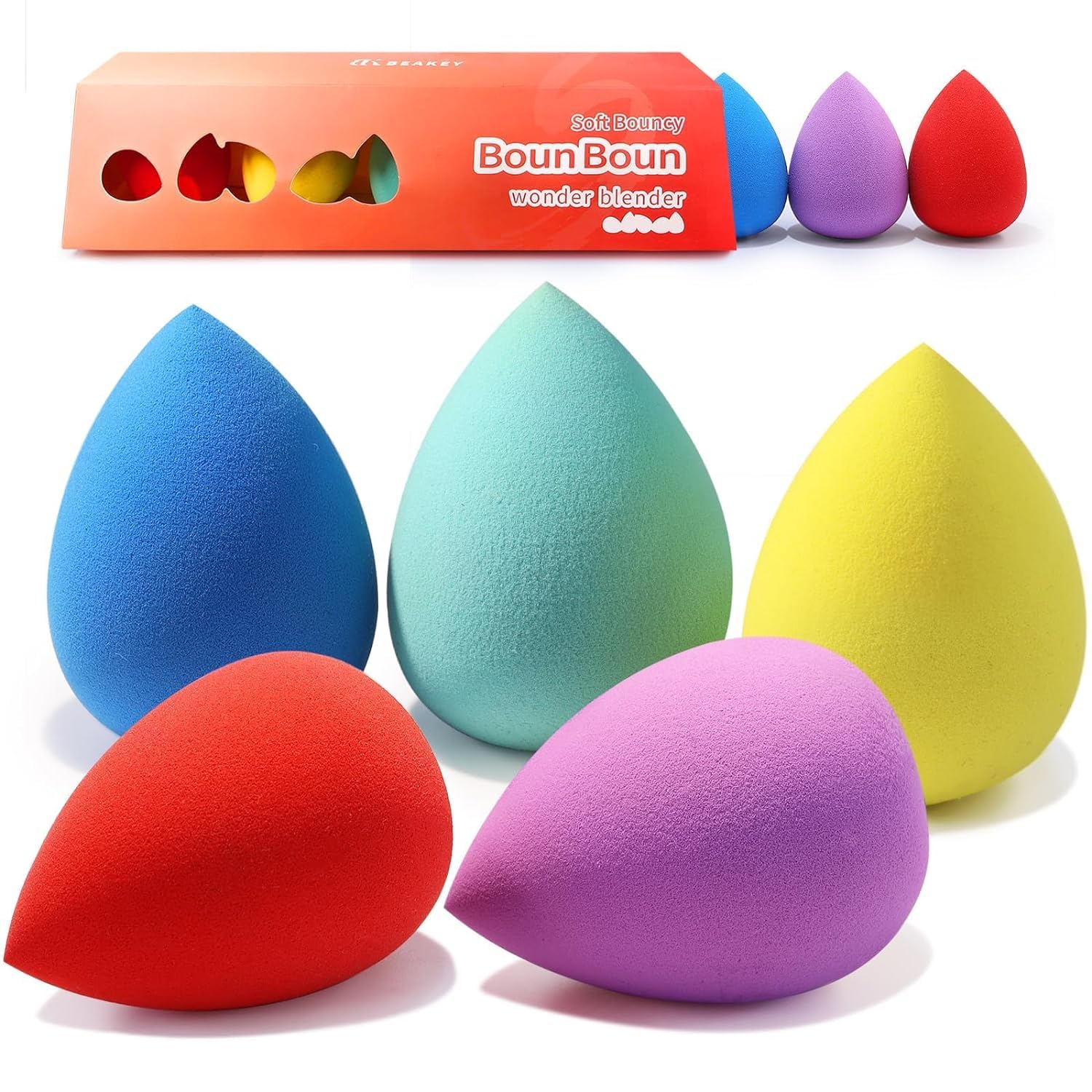 BEAKEY Makeup Sponge 5 Pcs Set, Latex-Free Boun Bo...