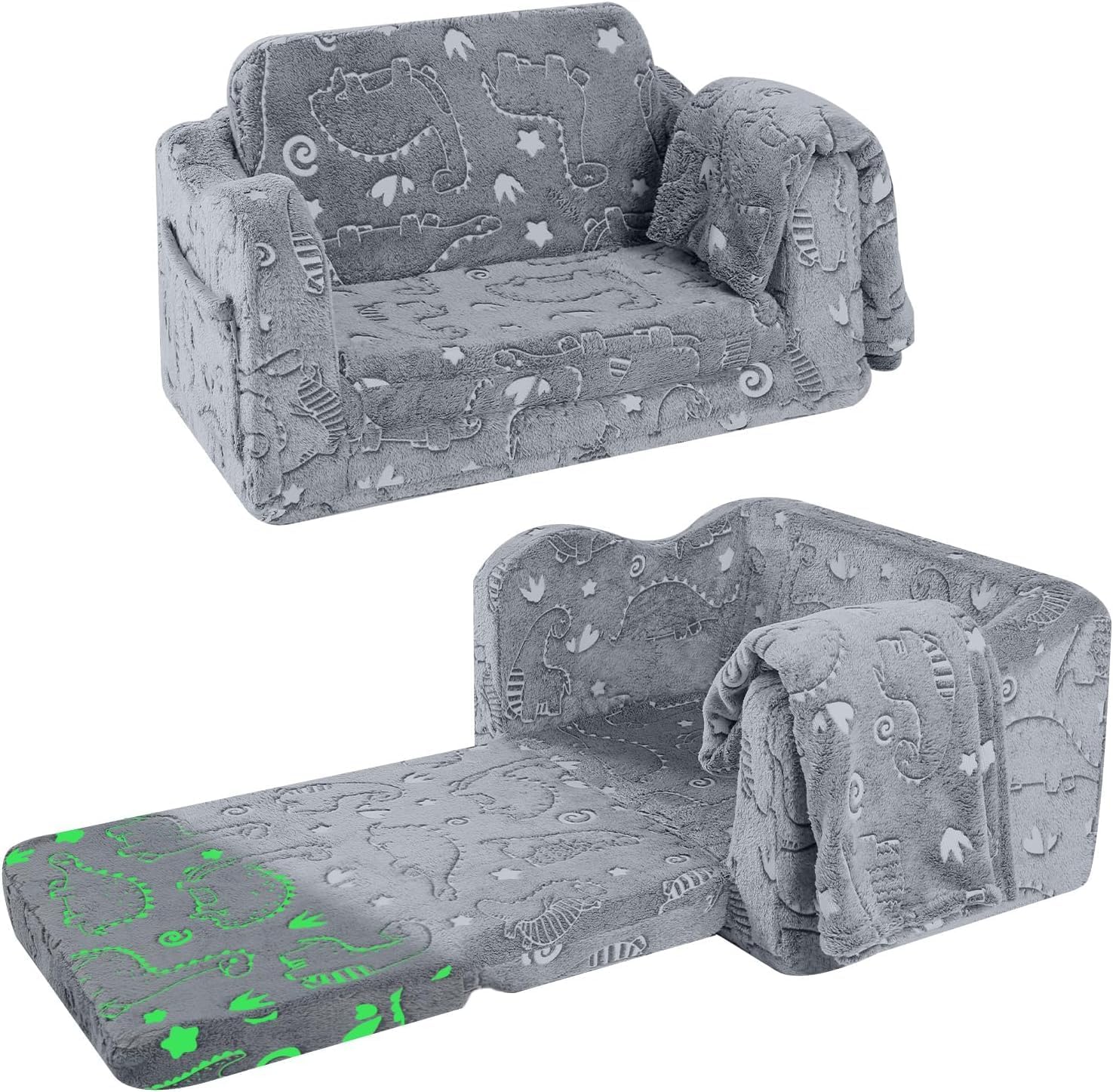 MeMoreCool Kids Couch, Folding Toddler Armchair Chair Sofa, Soft Plush Fold Out...