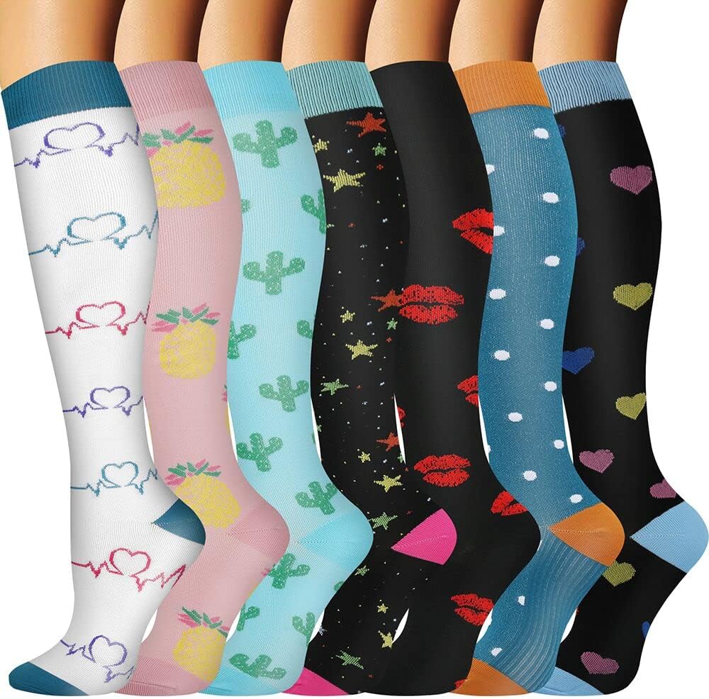 Odtmger 7 Pair Compression Socks for Women & Men 15-20 mmHg is Best Support for...