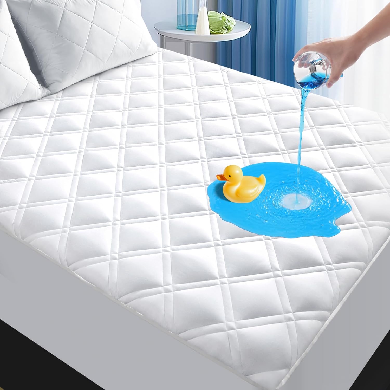 Queen Mattress Protector, Breathable Waterproof Mattress Pad Cover Fitted Deep P...