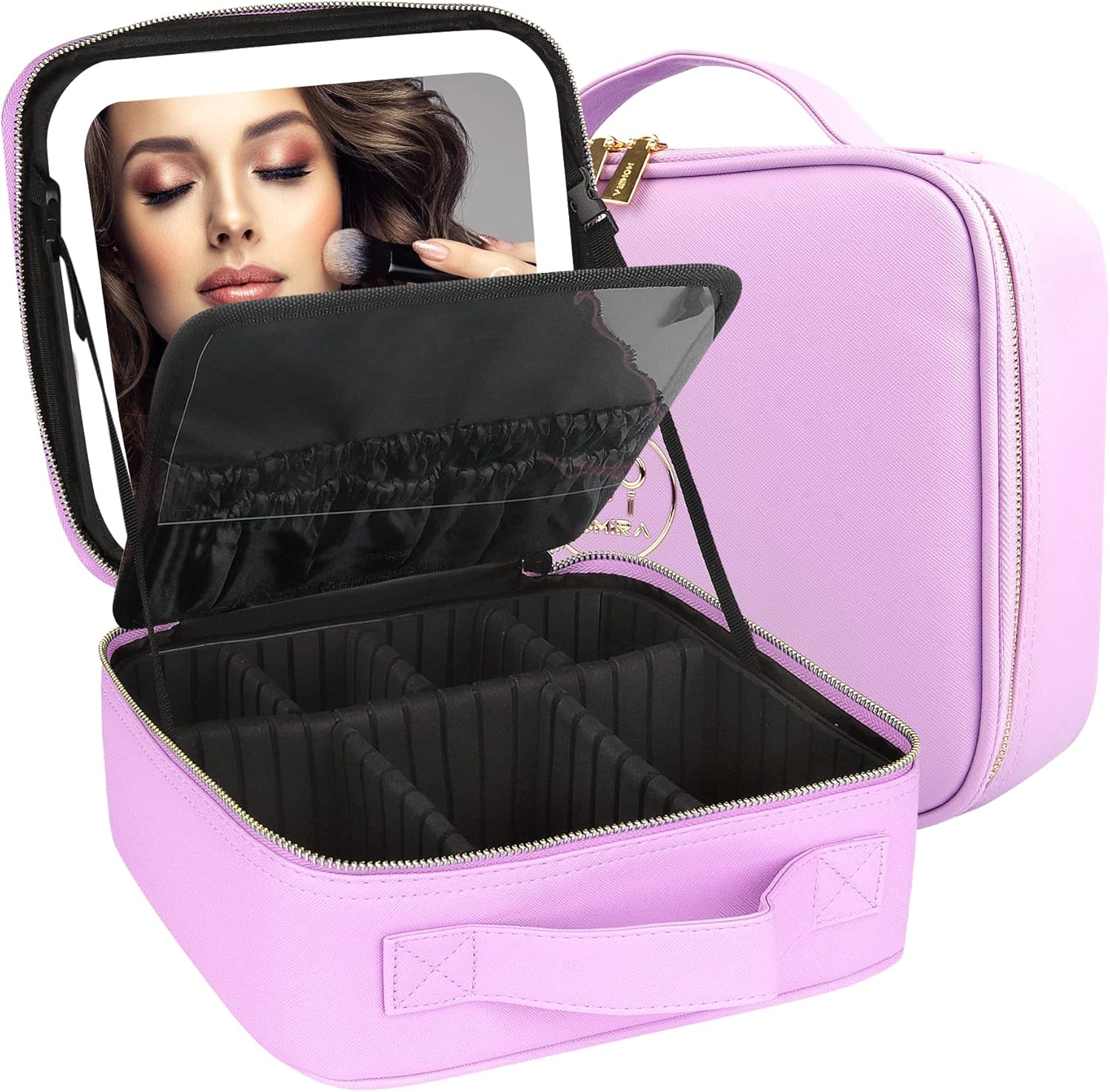 MOMIRA Travel Makeup Bag Cosmetic Bag Makeup Organizer Bag with Lighted Mirror,...