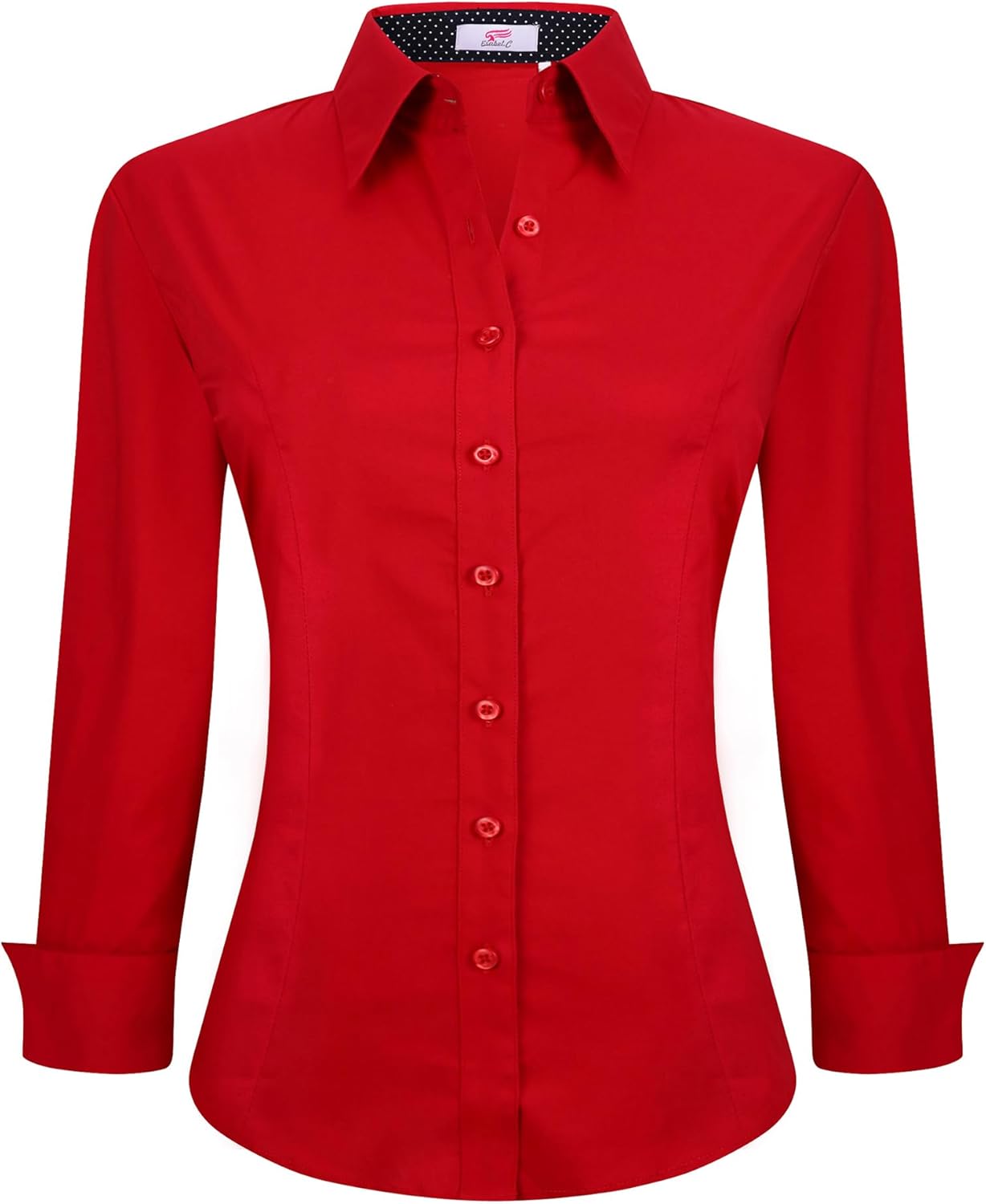 Esabel.C Womens Button Down Shirts Long Sleeve Regular Fit Stretch Work Blouse M...