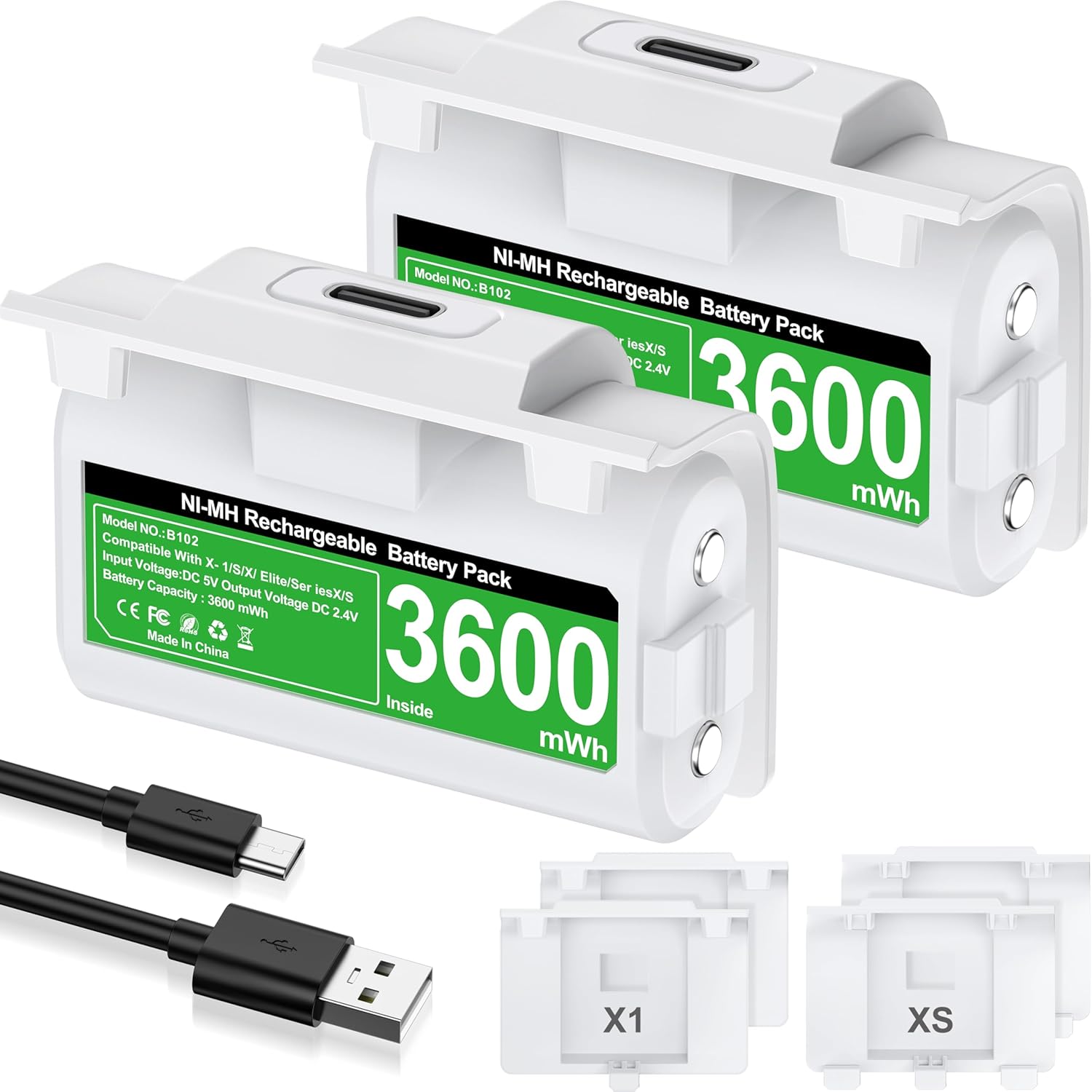 HELLCOOL Rechargeable Battery Pack for Xbox Controller, Battery Pack with 2×3600...