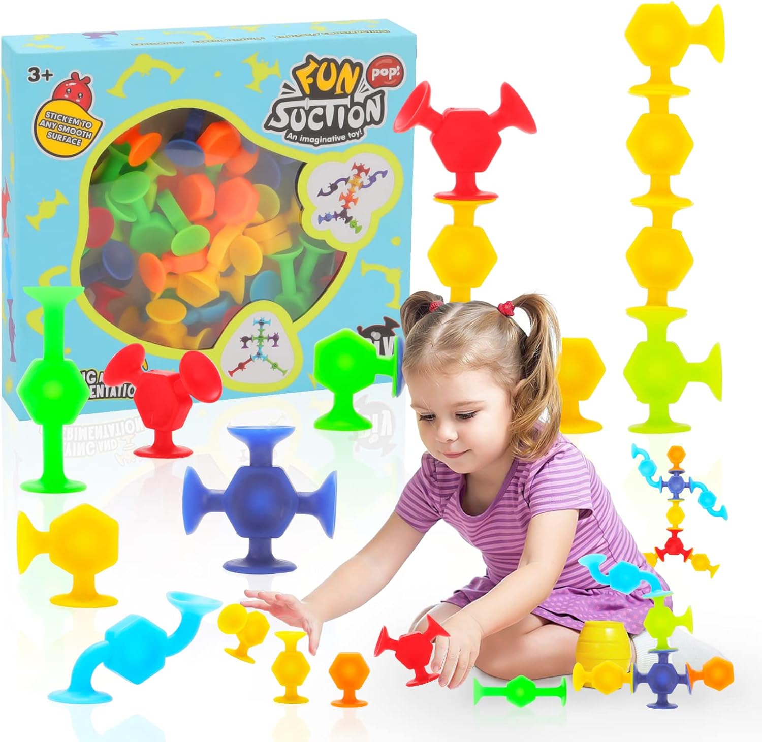 AIERRSON Suction Toys Kids Bath Toys 48Pcs Slicone Sucker Toys for Kids Sensory...