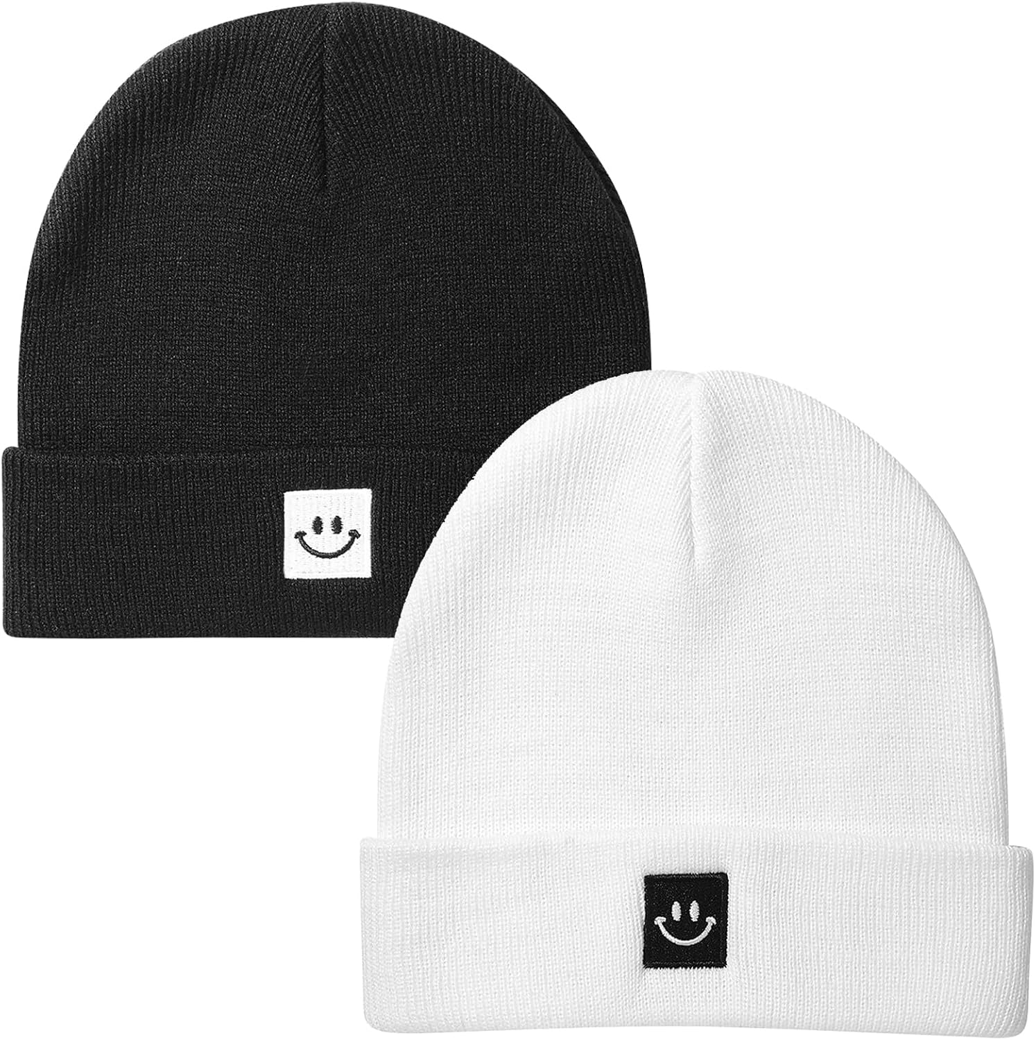 2Pack Baby Beanie Knit Toddler Hat for Girls Boys 0-8 Years 2pack White/Black 0-...