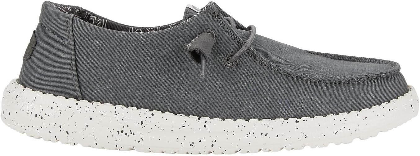 Hey Dude Women's Wendy Chambray Lace-Up Loafer 8 Dark Grey