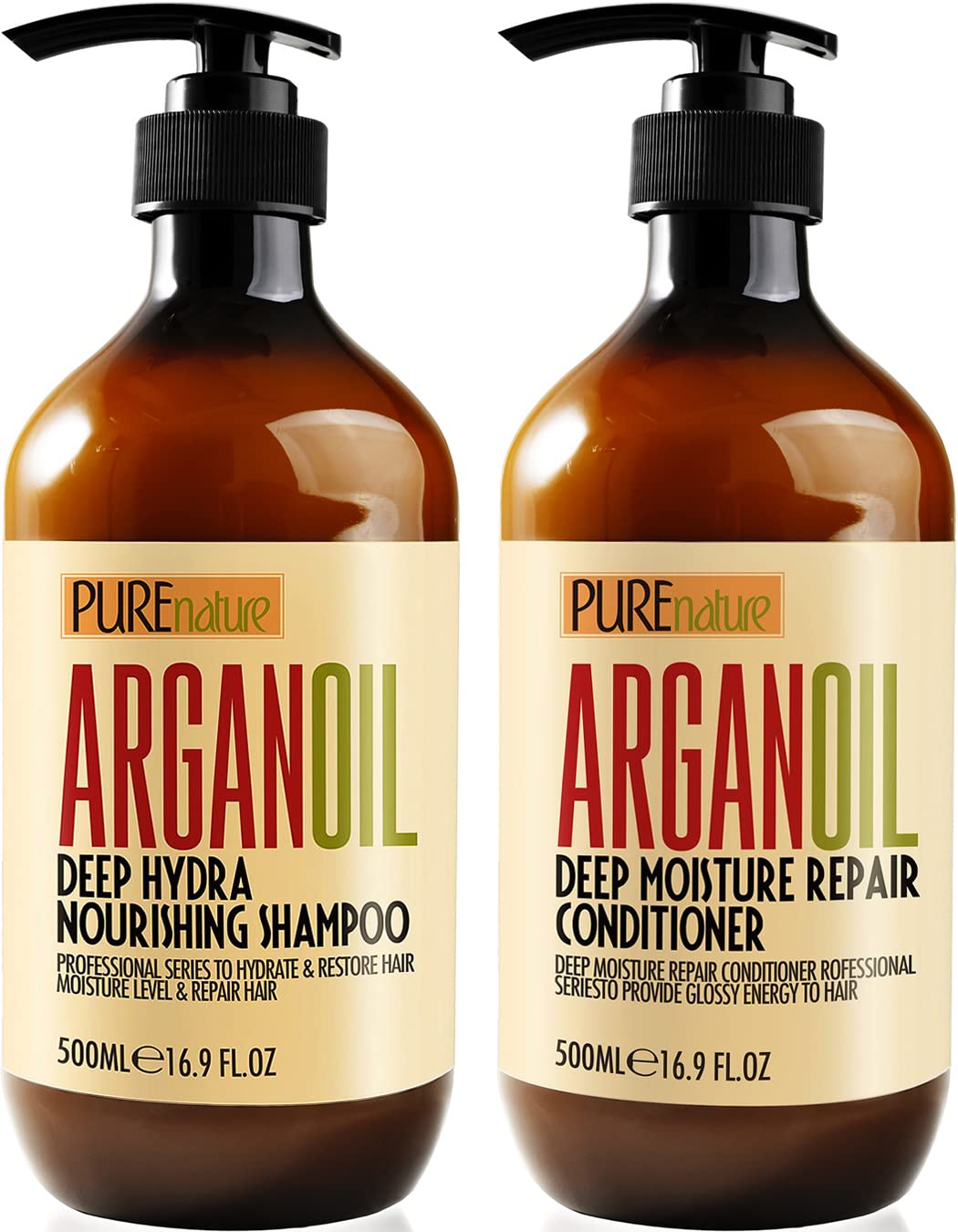 Argan Oil Shampoo and Conditioner Set - Sulfate Free Moroccan Care with Keratin...